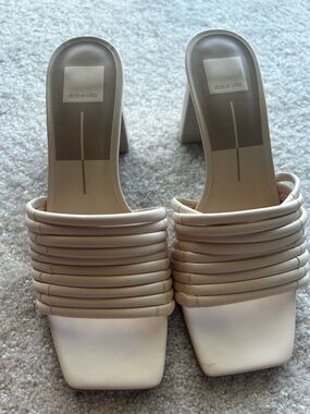 Dolce Vita Cream Padded Strap Square Toe Mules